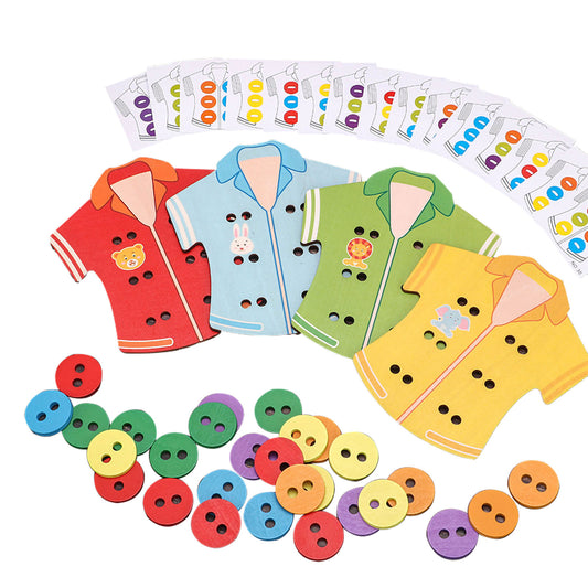 NOOLY Wooden clothes Lacing Cards, Wooden Clothes Lacing Toys CXB0101