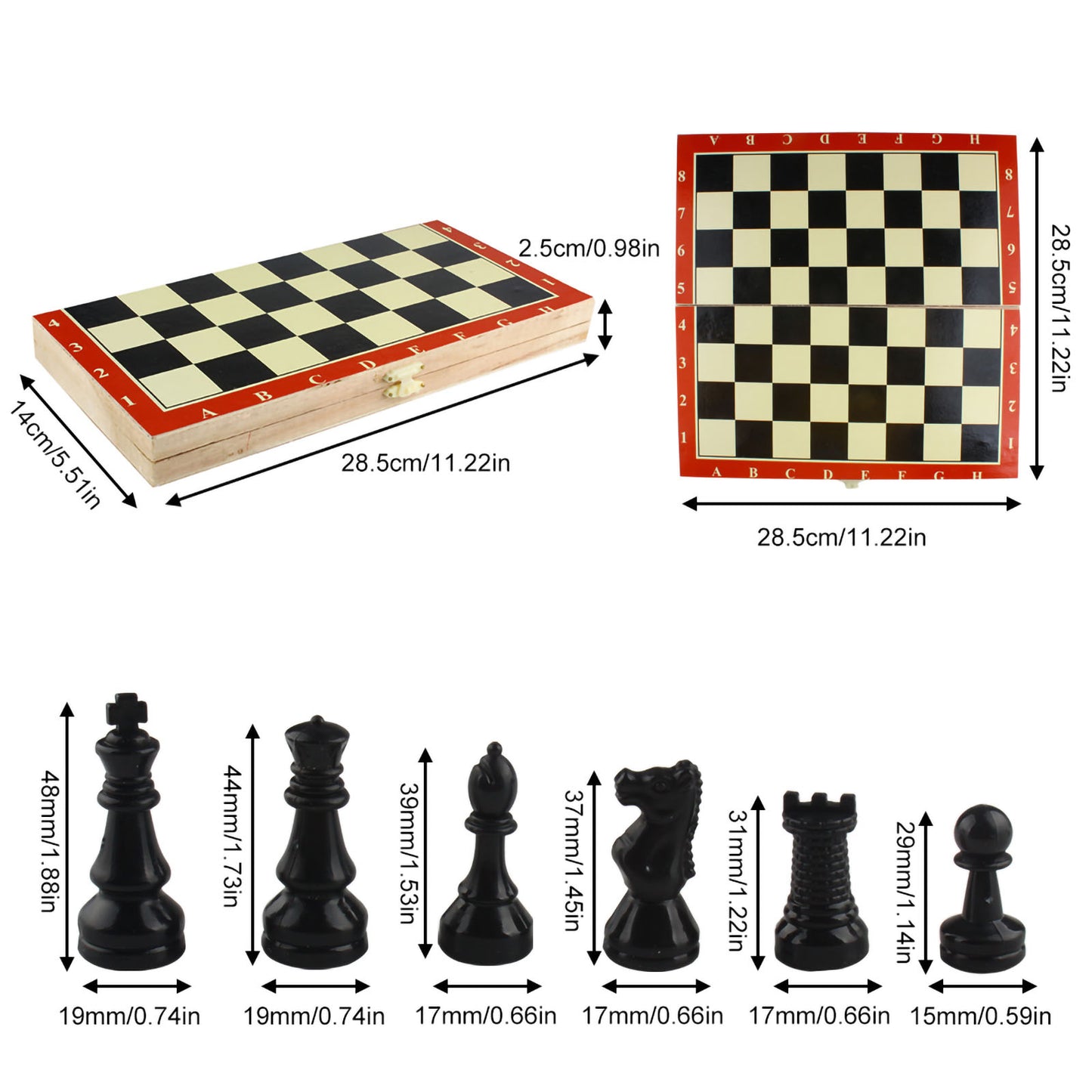 Andux Folding Wooden Chess Board Set GJXQ-01 (29x14.3x2.5cm)