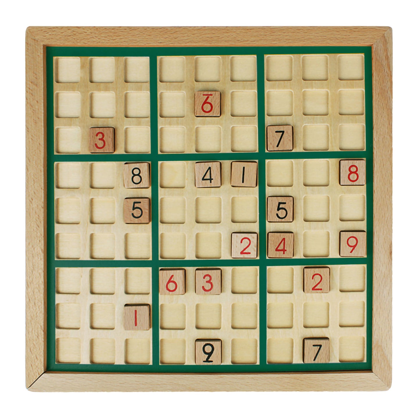 Andux Wooden Sudoku Puzzle Board Game with Drawer SD-02 (Green)