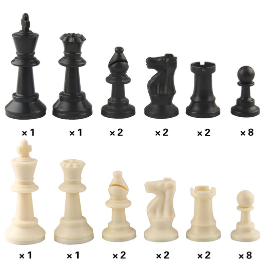 Andux Set of 32 Chess Pieces Chess Pieces XQZ-03 (Plastic-75mm)