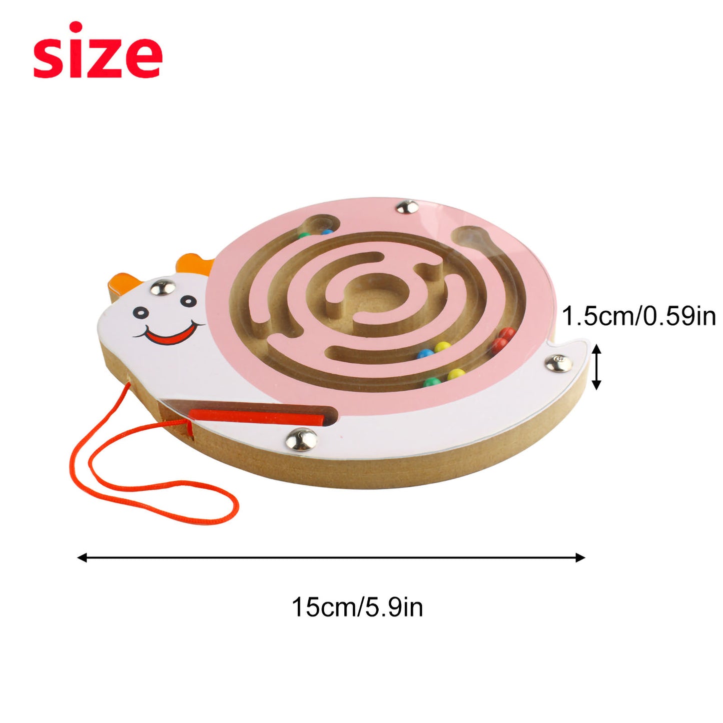 Andux Mini Wooden Animals Magnetic Beads Maze on Board Game for Kids MGYX-01 (Pink Snail)