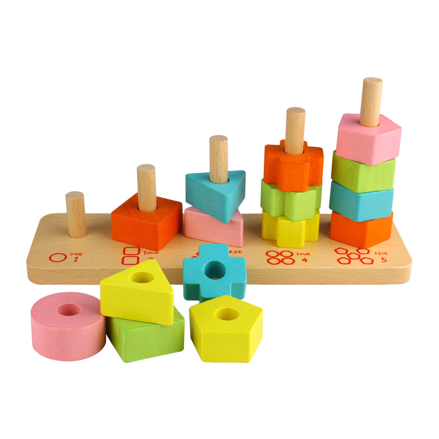 Andux Wooden Stack and Sort Board Shape Sorting Stacking JHTZ-01