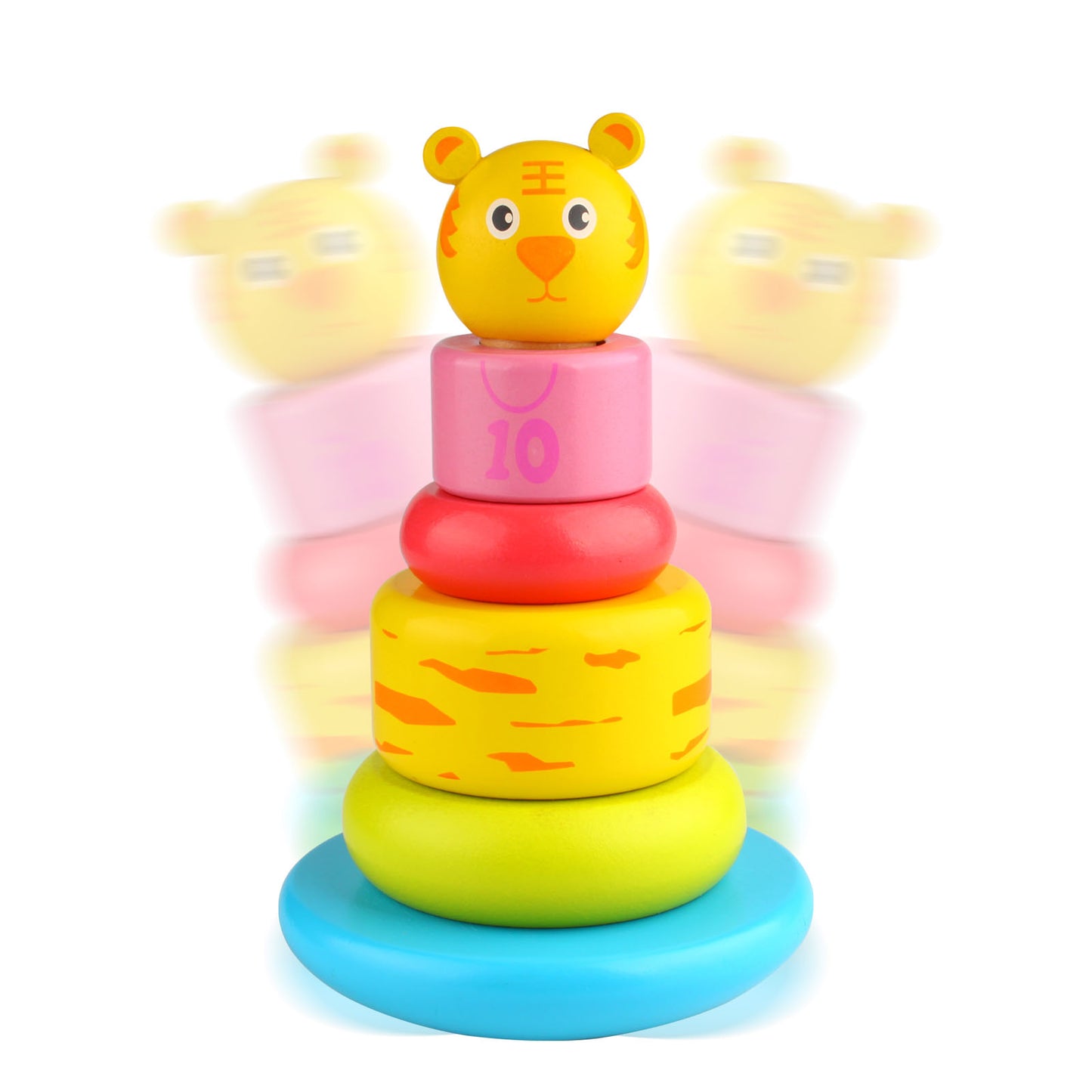 Andux Wooden Rainbow Stacked Toy Montessori Building Block Toys DWDDL-01