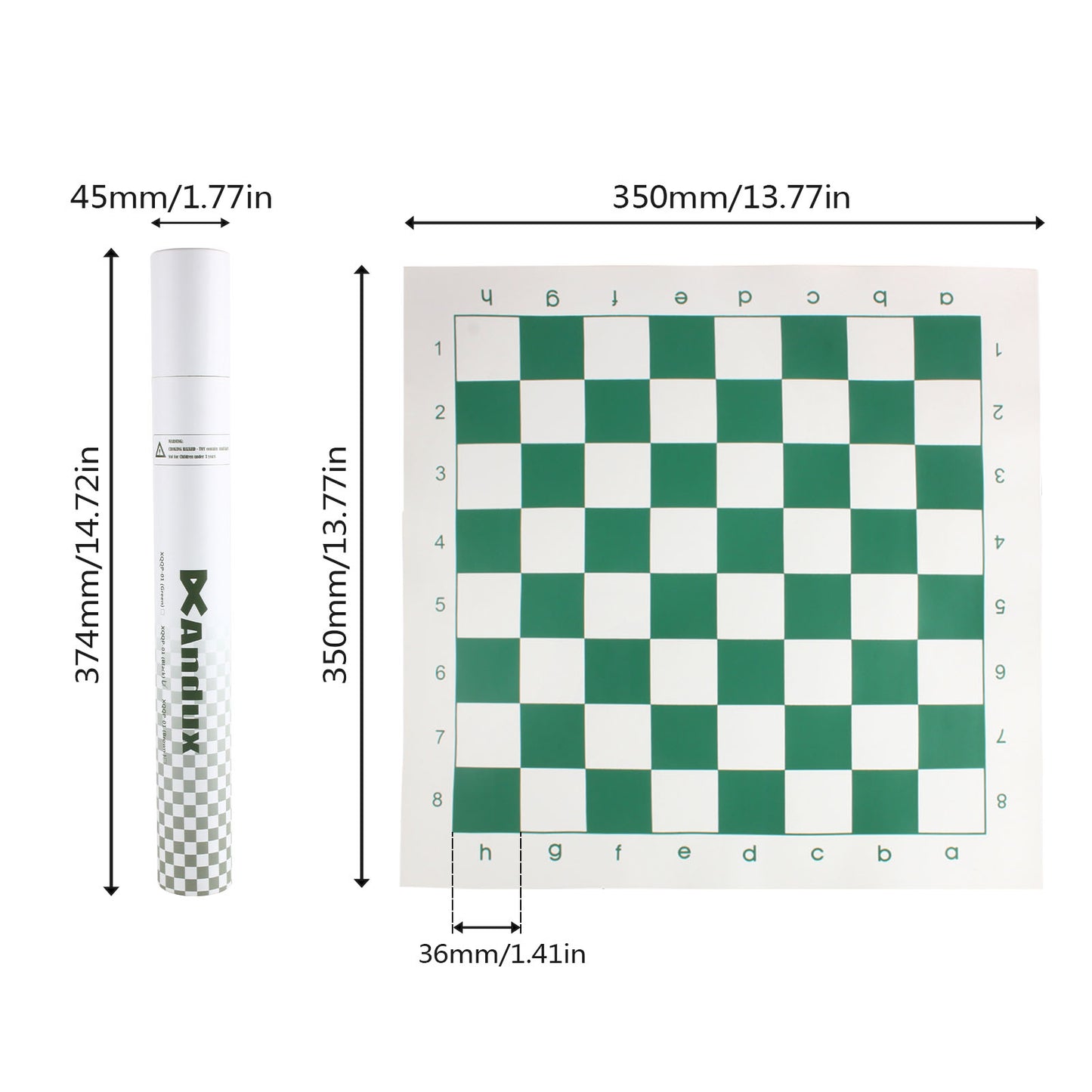 Andux Chess Game Rollable Chessboard XQQP-01 (Green,35X35cm)