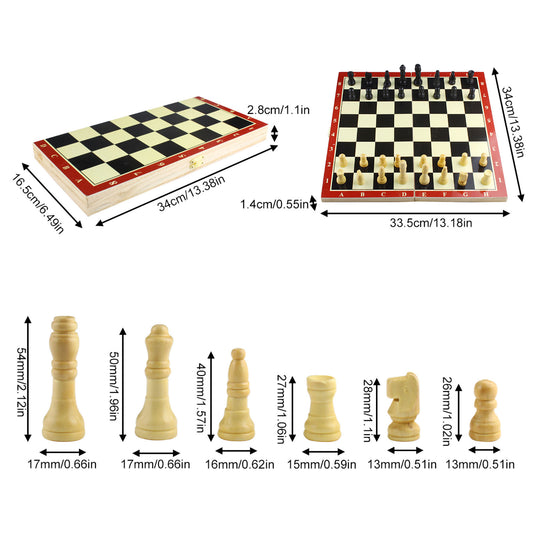 Andux Folding Wooden Chess Board Set GJXQ-01 (34x17x3.0cm)