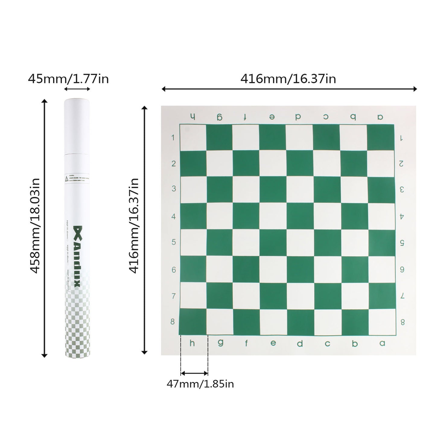 Andux Chess Game Rollable Chessboard XQQP-01 (Green,42x42cm)