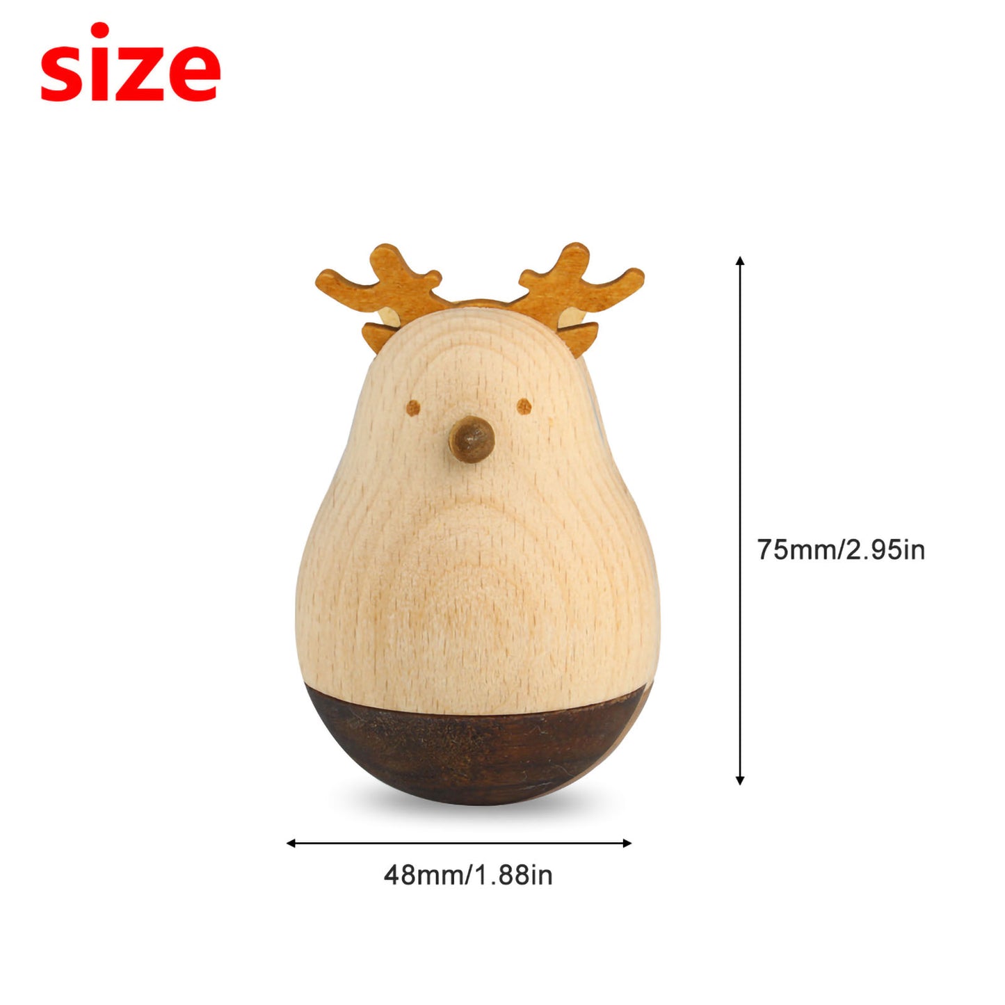 Andux Wooden Roly Poly Desktop Ornaments MZBDW-01 (Deer)