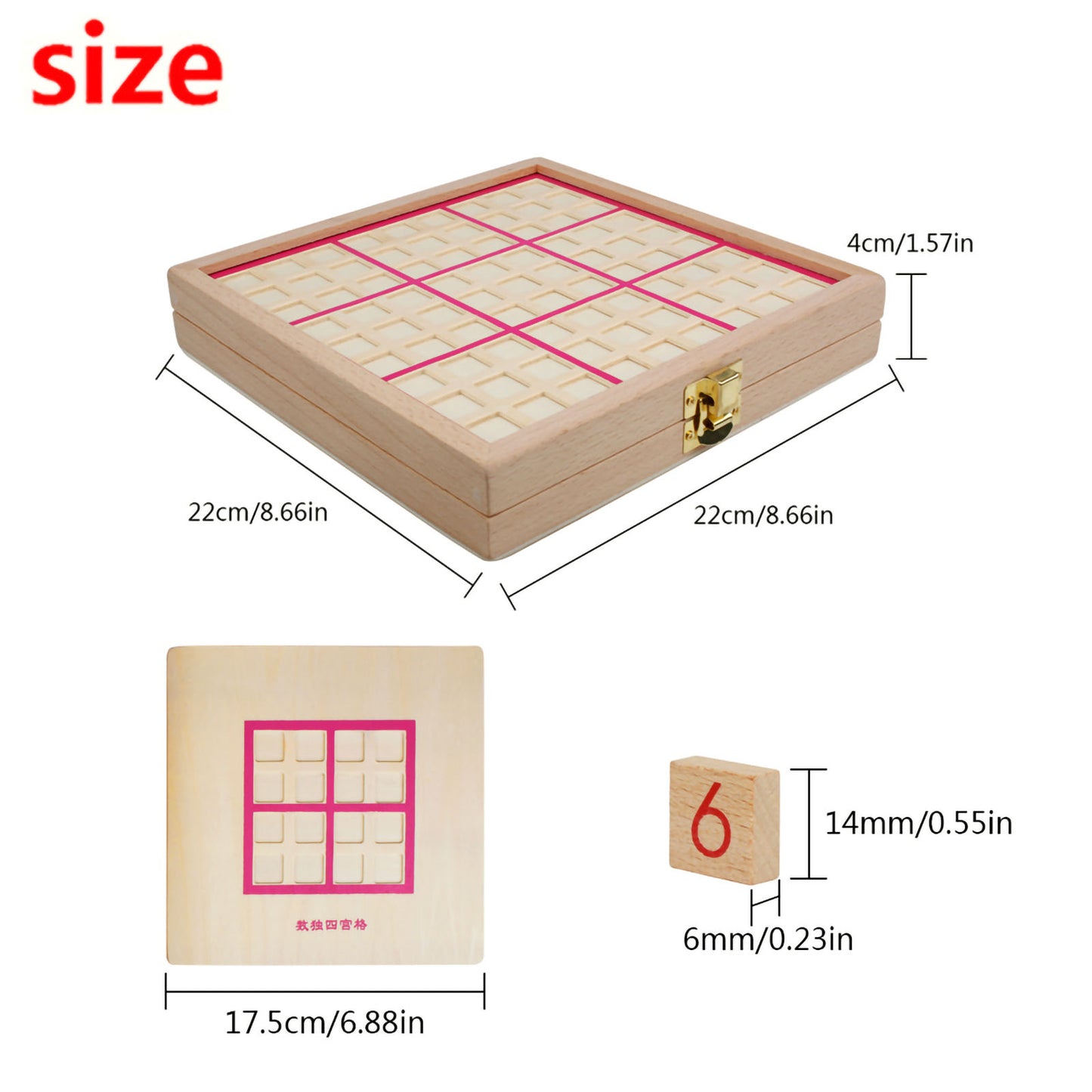 Andux Sudoku Board Box 3-in-1 Toy SD-03 (Pink)