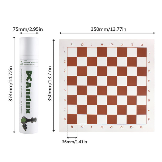 Andux Chess Pieces and Rollable Board QPXQ-01 (Brown,35x35cm)