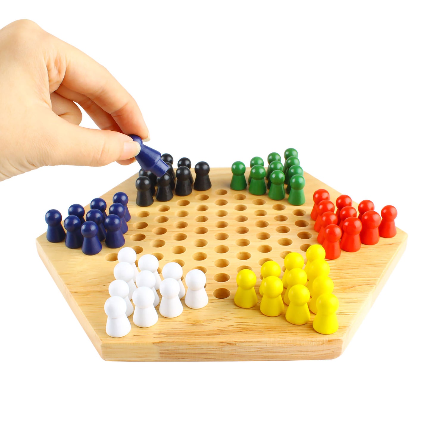 Andux Chinese Checkers Wooden Hexagonal Checkers LJTQ-01