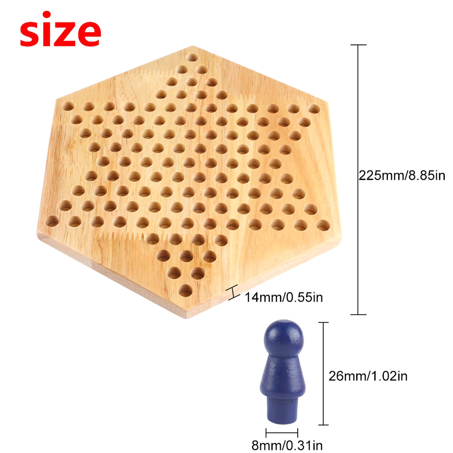 Andux Chinese Checkers Wooden Hexagonal Checkers LJTQ-01