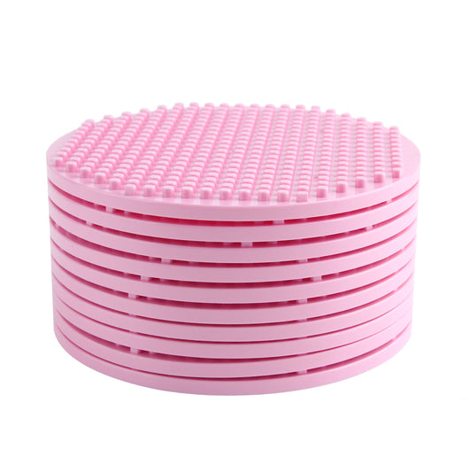 Larcele 10 Pieces Mini Building Blocks Base Plates JMDB-02 (Round,Pink)