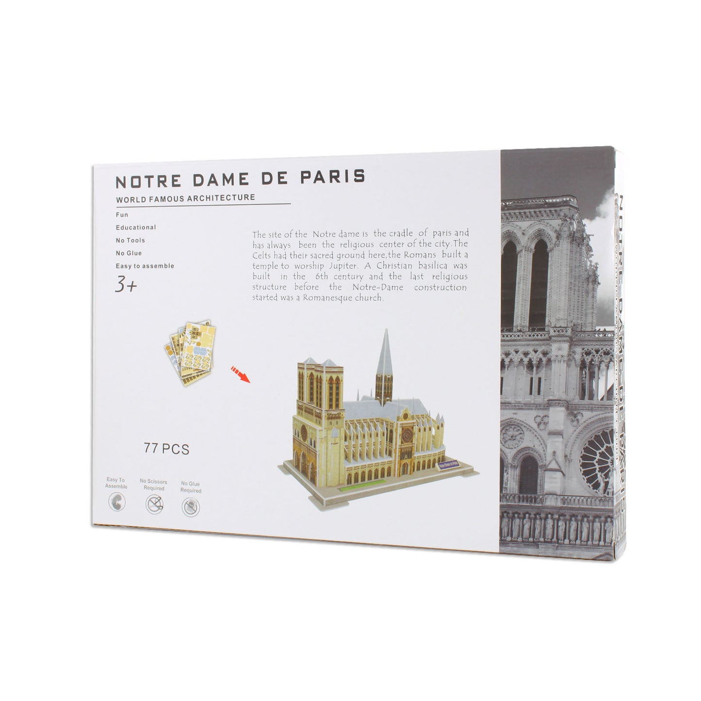 Andux 3D Puzzle Jigsaw Building Kits(Notre Dame De Paris 77 Pcs) LTPT-02