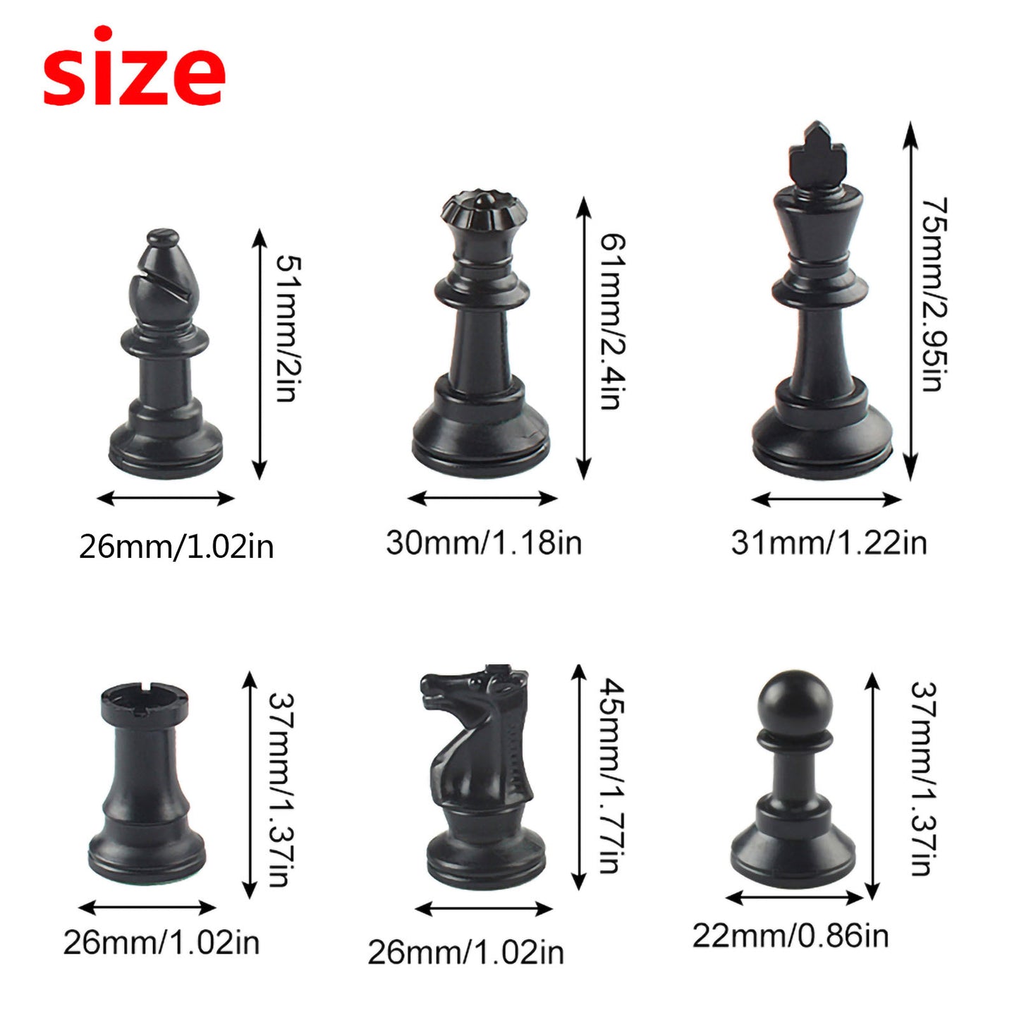 Andux Chess Pieces and Rollable Board QPXQ-01 (Black,42x42cm)
