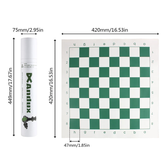 Andux Chess Pieces and Rollable Board XQTZ-01 (Green,42x42cm)