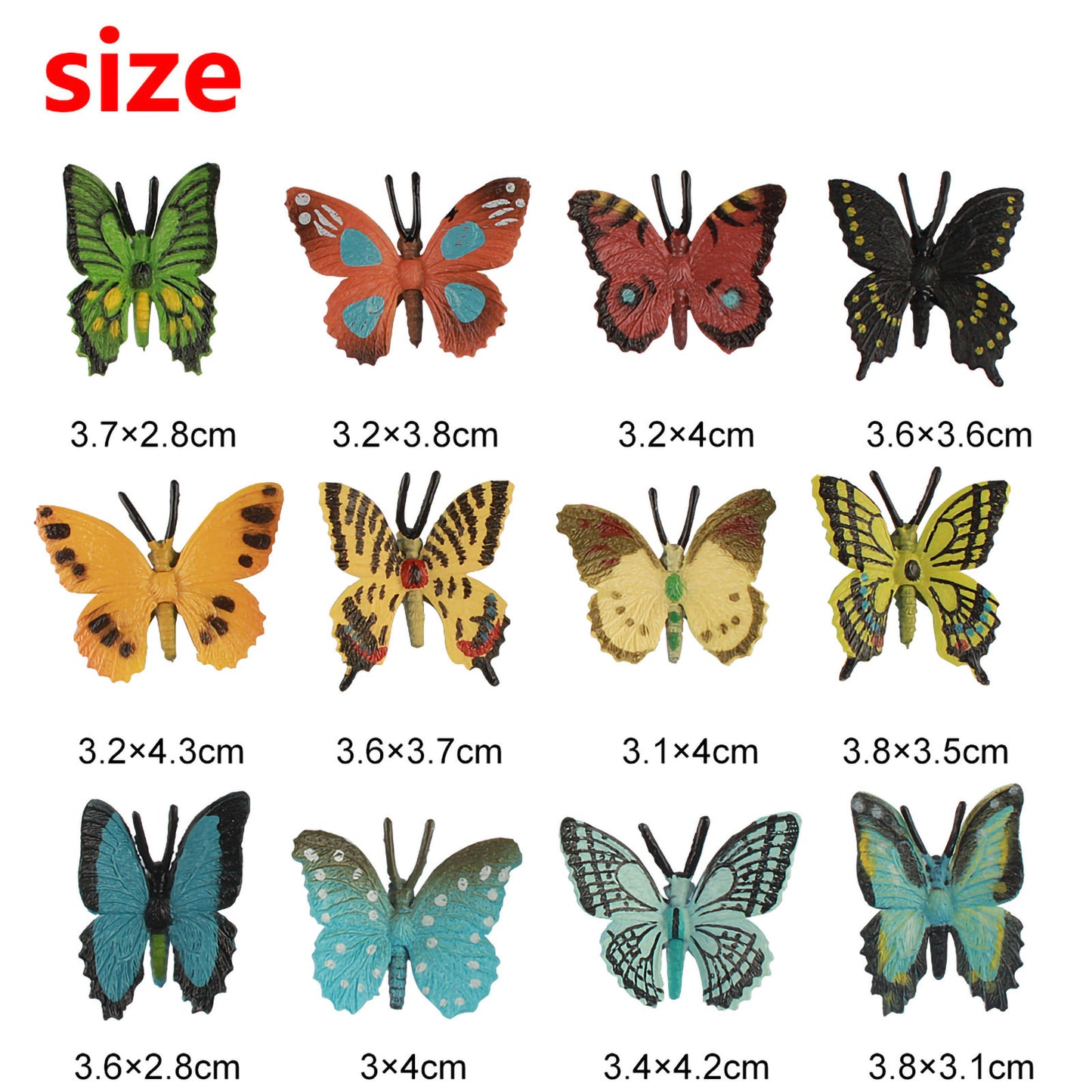 Larcele 12 Kinds Simulated Mini Plastic Animal Model Butterfly Toy FZM-01