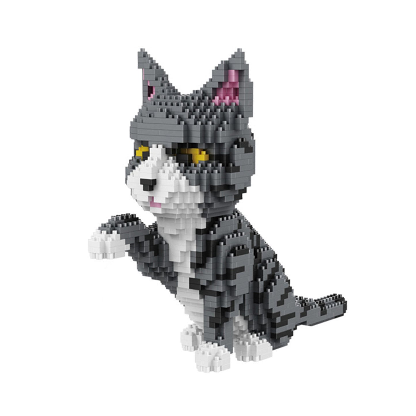 Larcele Building Toy Bricks,1300 Pieces KLJM-05(Grey and White Cat)