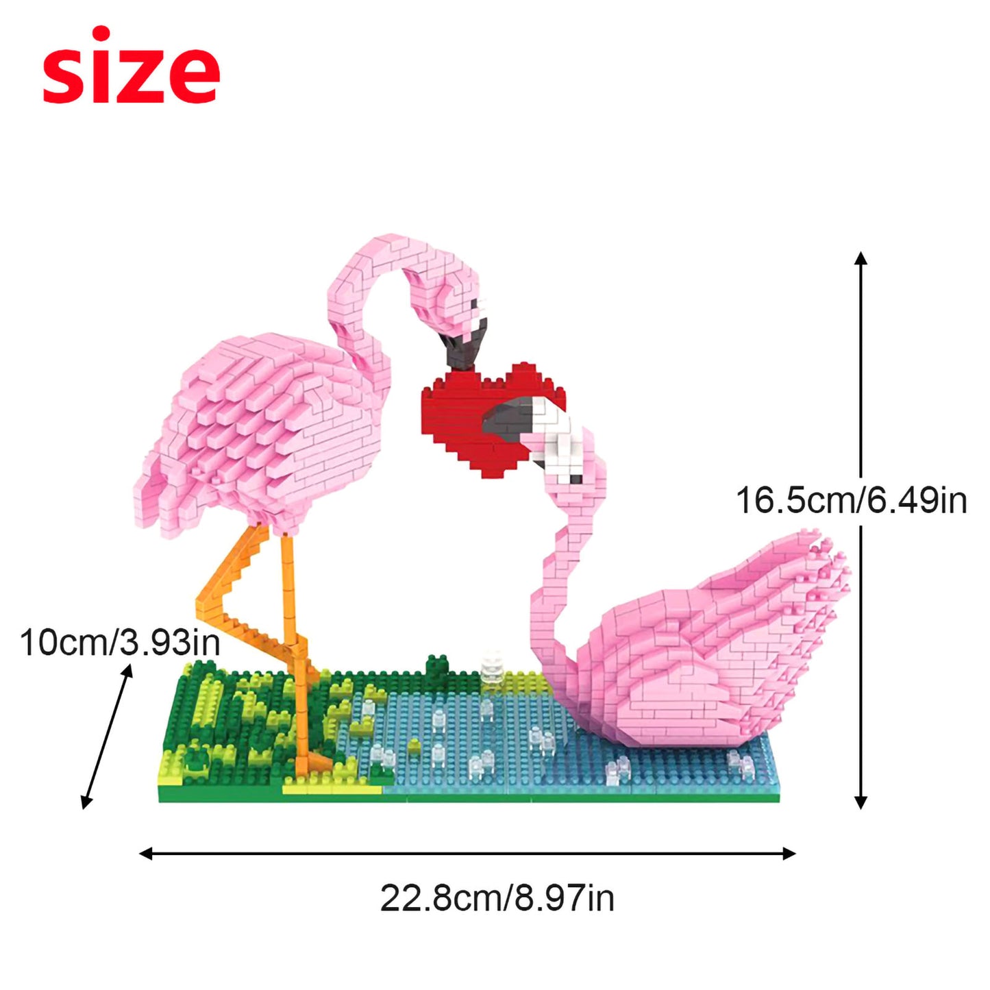 Larcele Building Toy Bricks,1500 Pieces KLJM-02 (Flamingo)