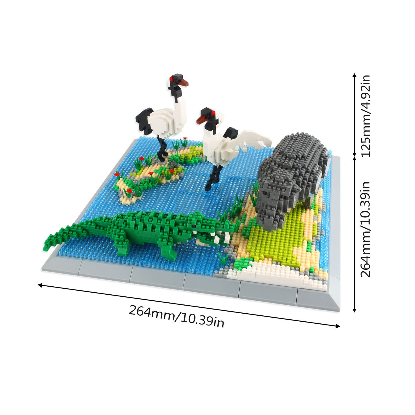 Larcele Building Toy Bricks,1860 Pieces KLJM-04(Hippo + Crocodile + Crane)