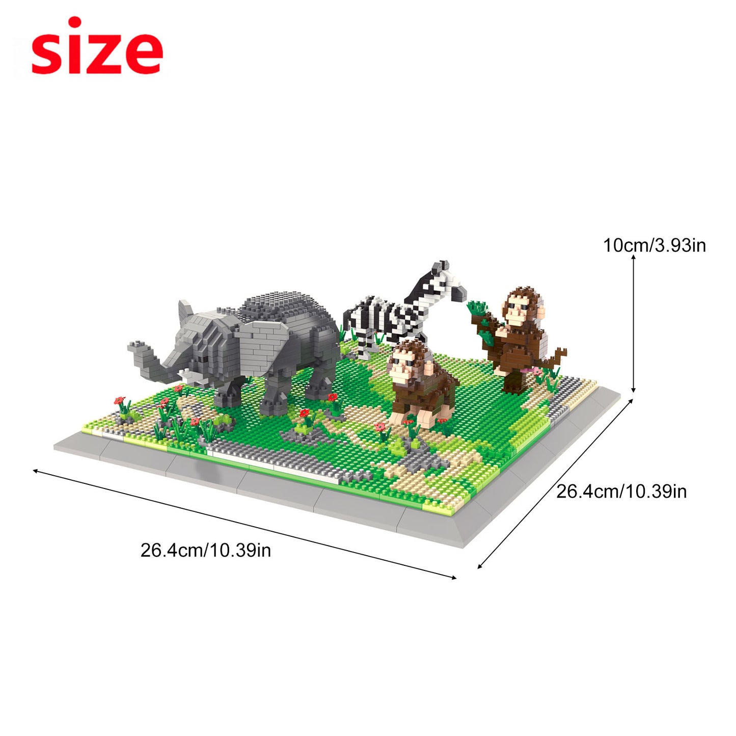 Larcele Building Toy Bricks,1980 Pieces KLJM-04(Elephant + Monkey + Zebra)