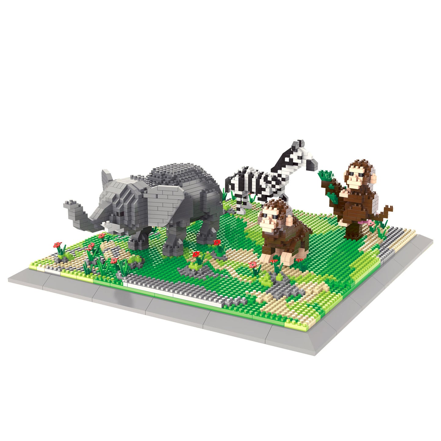 Larcele Building Toy Bricks,1980 Pieces KLJM-04(Elephant + Monkey + Zebra)