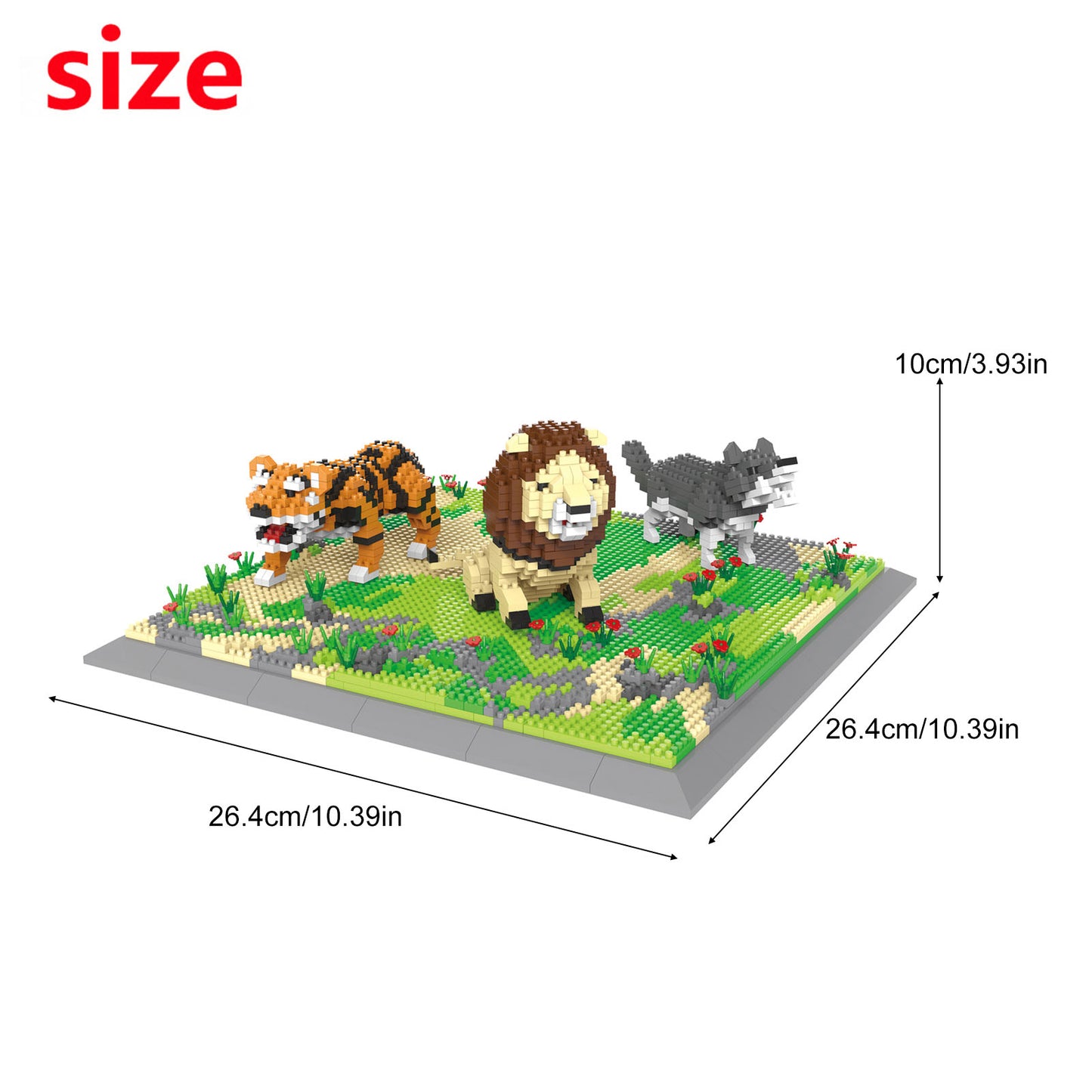 Larcele Building Toy Bricks,2010 Pieces KLJM-04(Lion + Tiger + Wolf)