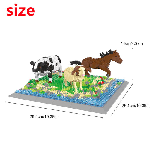 Larcele Building Toy Bricks,2018 Pieces KLJM-04(Cow + Horse + Sheep)