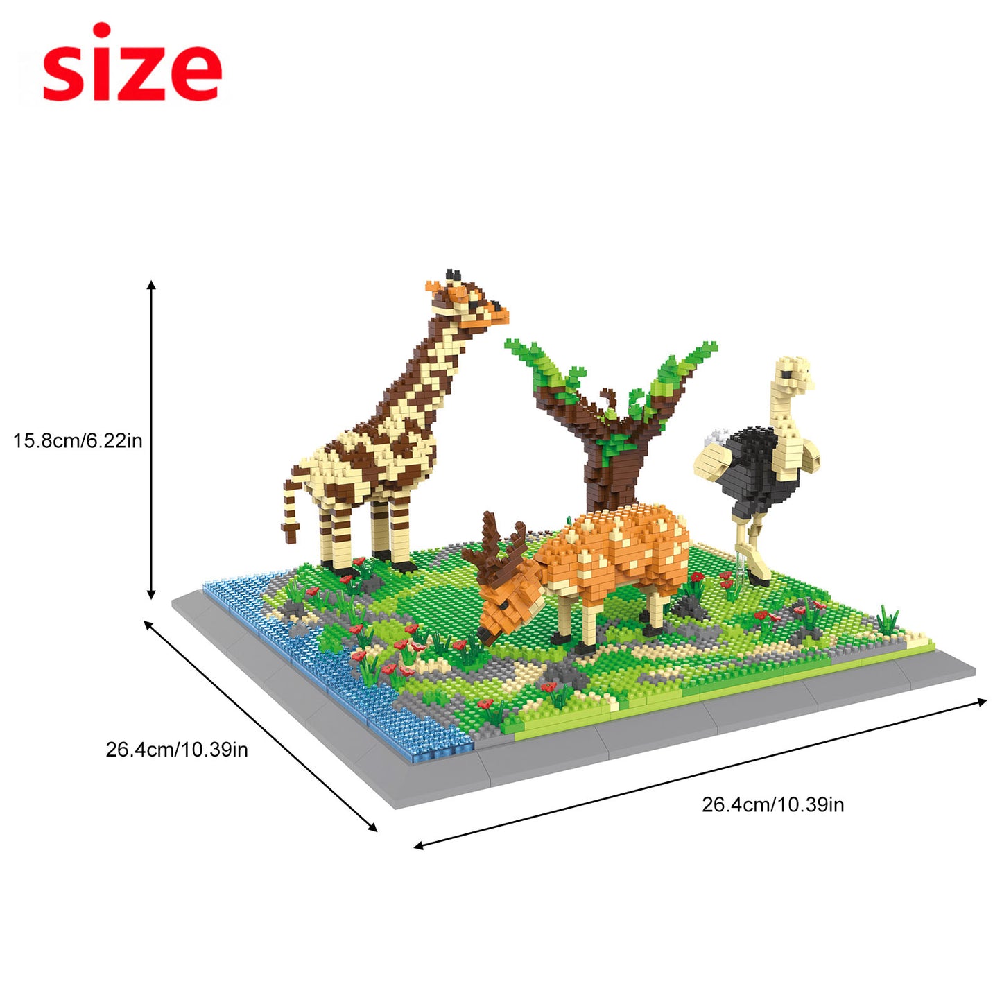 Larcele Building Toy Bricks,2120 Pieces KLJM-04(Giraffe + Ostrich + Deer)