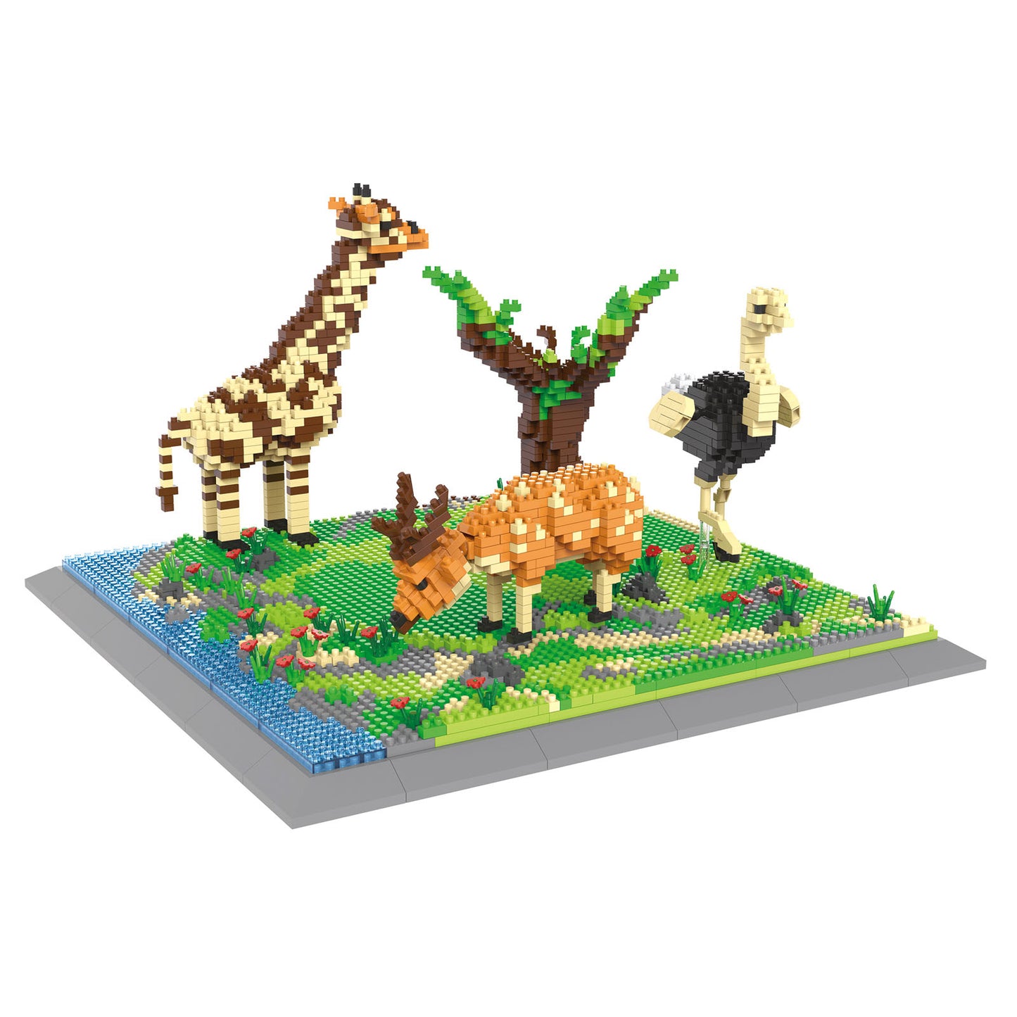 Larcele Building Toy Bricks,2120 Pieces KLJM-04(Giraffe + Ostrich + Deer)