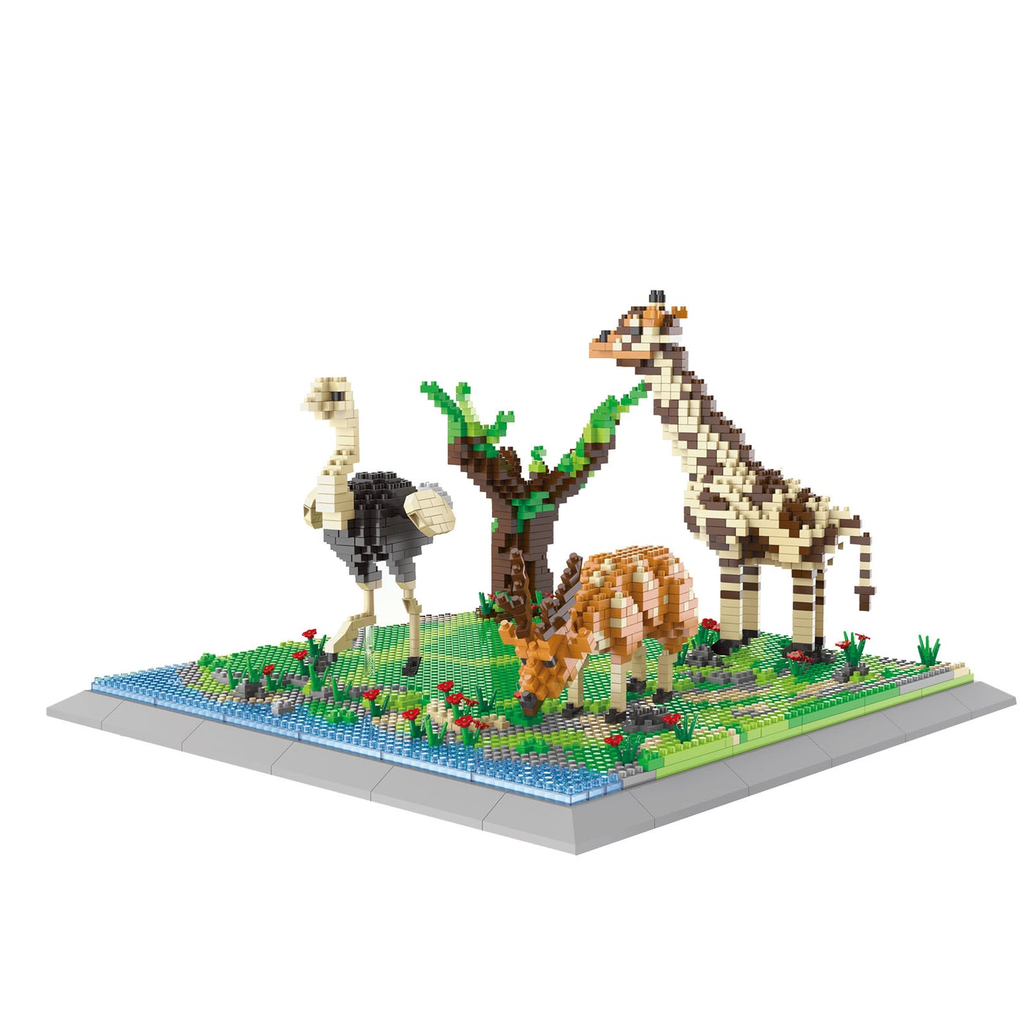 Larcele Building Toy Bricks,2120 Pieces KLJM-04(Giraffe + Ostrich + Deer)