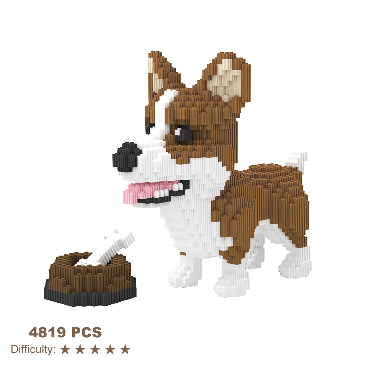 Larcele Dog Building Toy Bricks,4819 Pieces KLJM-02 (Corgi Dog and Food)