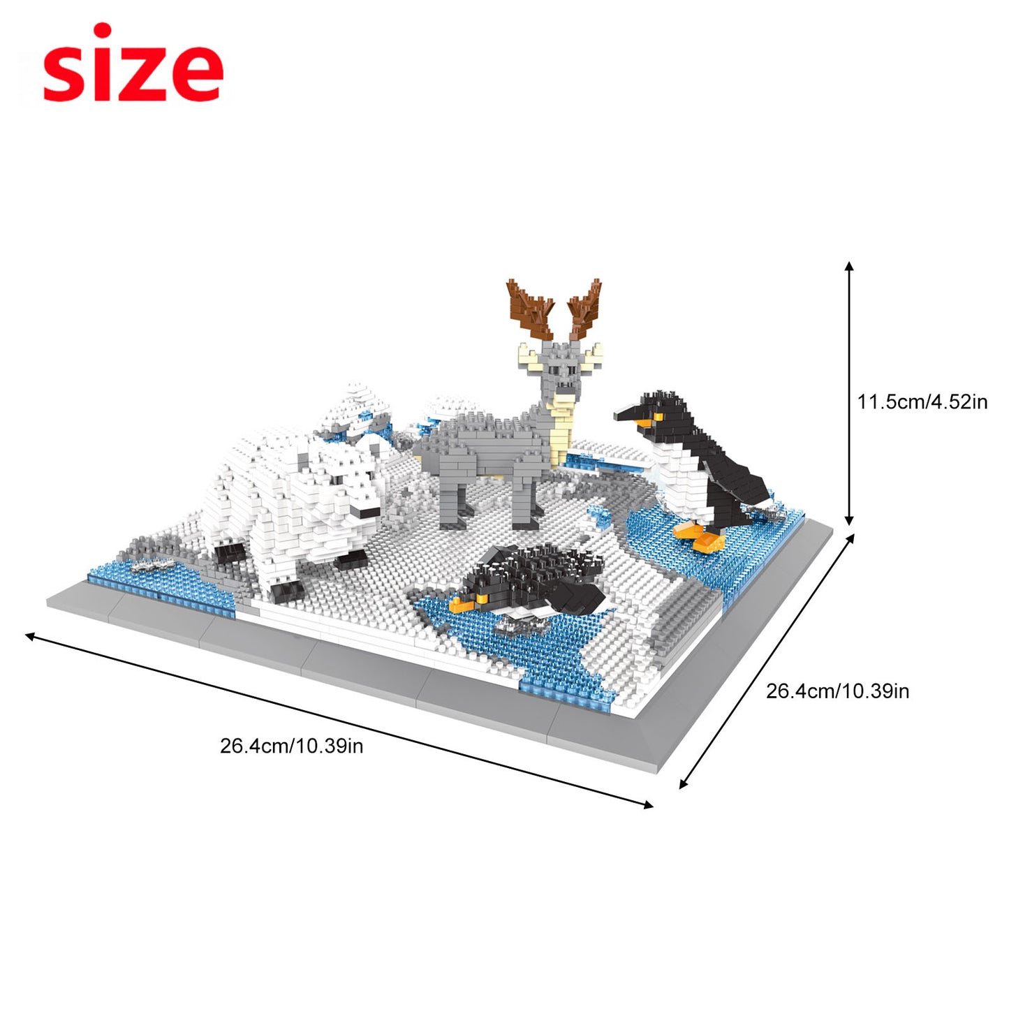 Larcele Micro 3D Building Toy Bricks,1880 Pieces KLJM-04(Penguin + Polar Bear + Reindeer)