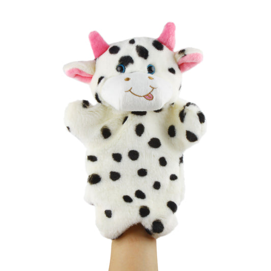 Andux Hand Puppet Soft Stuffed Animal Toy (SO-10 Black and White Cow)