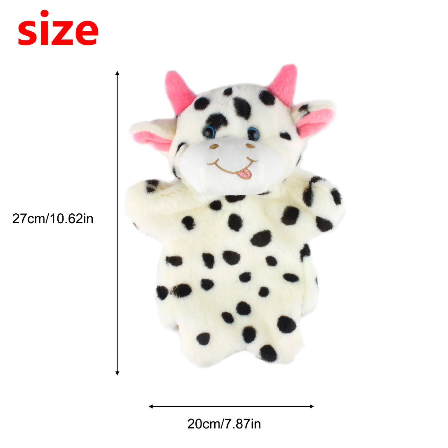 Andux Hand Puppet Soft Stuffed Animal Toy (SO-10 Black and White Cow)