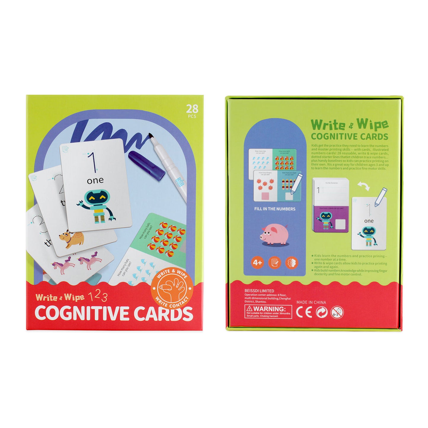 NOOLY 28 Pcs Letters Words Number Math Counting Recognition Cards RZKP-01 (Number)