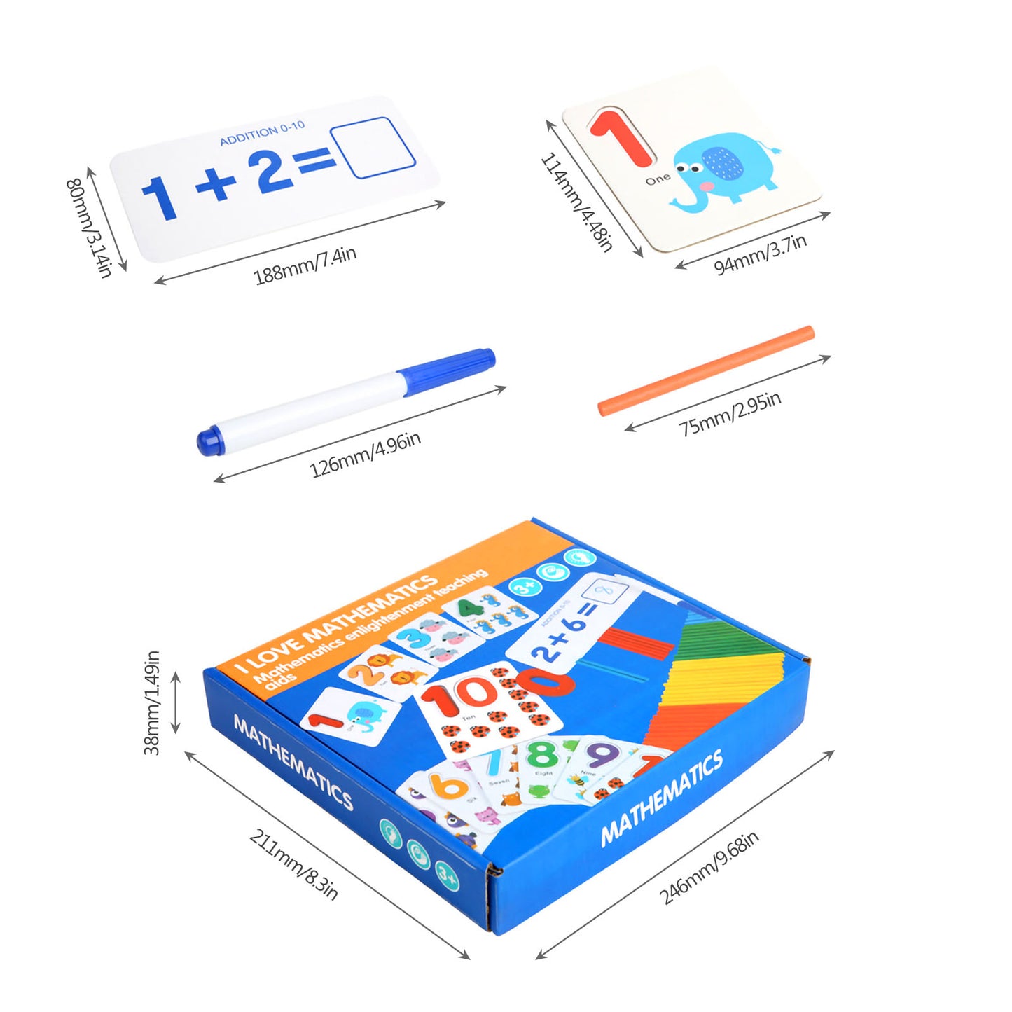 NOOLY Math Flash Cards, Numbers Flash Cards Montessori SZRZ-01