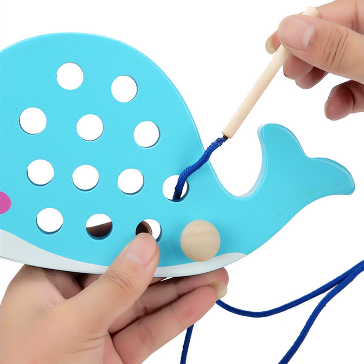 NOOLY Wooden Whale Threading Toy Montessori DWCXB-01