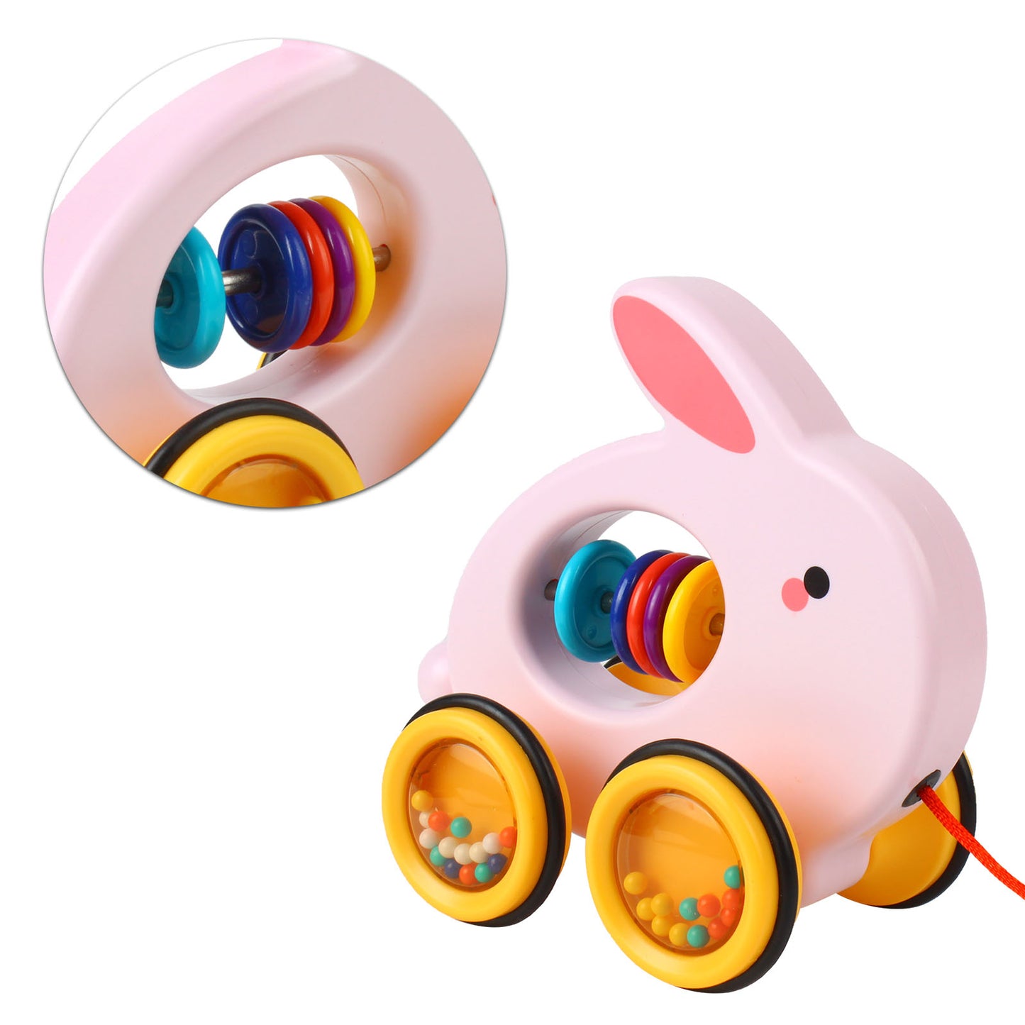 NOOLY Toddler Pull Toys, Pull Along Walking Toy 1 2 3 Years Old TLWJC-01 (Cute Rabbit)