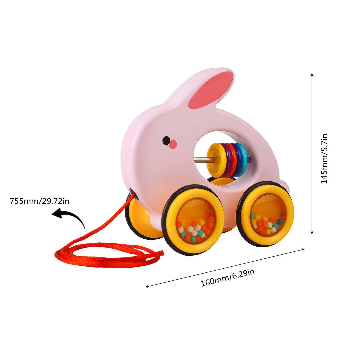 NOOLY Toddler Pull Toys, Pull Along Walking Toy 1 2 3 Years Old TLWJC-01 (Cute Rabbit)