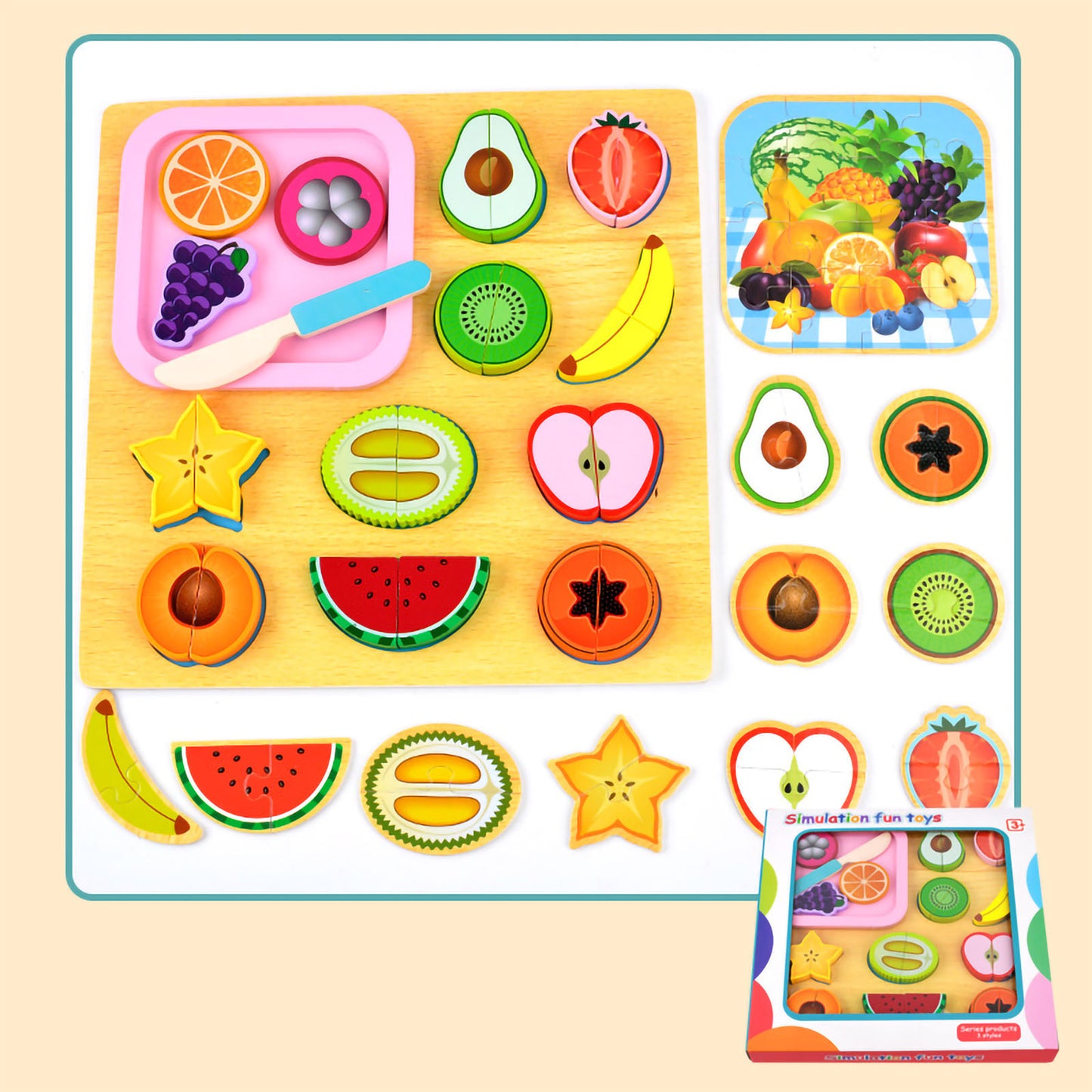 NOOLY Wooden Magnetic Cutting Fruit Toy Role Pretend Play Set QQLPB-01