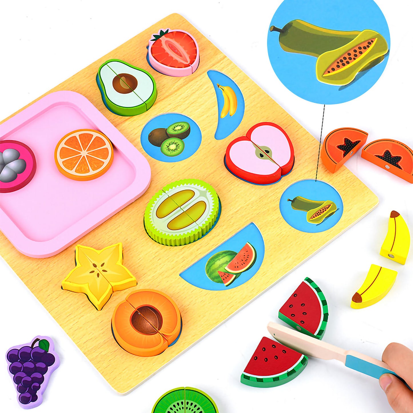 NOOLY Wooden Magnetic Cutting Fruit Toy Role Pretend Play Set QQLPB-01