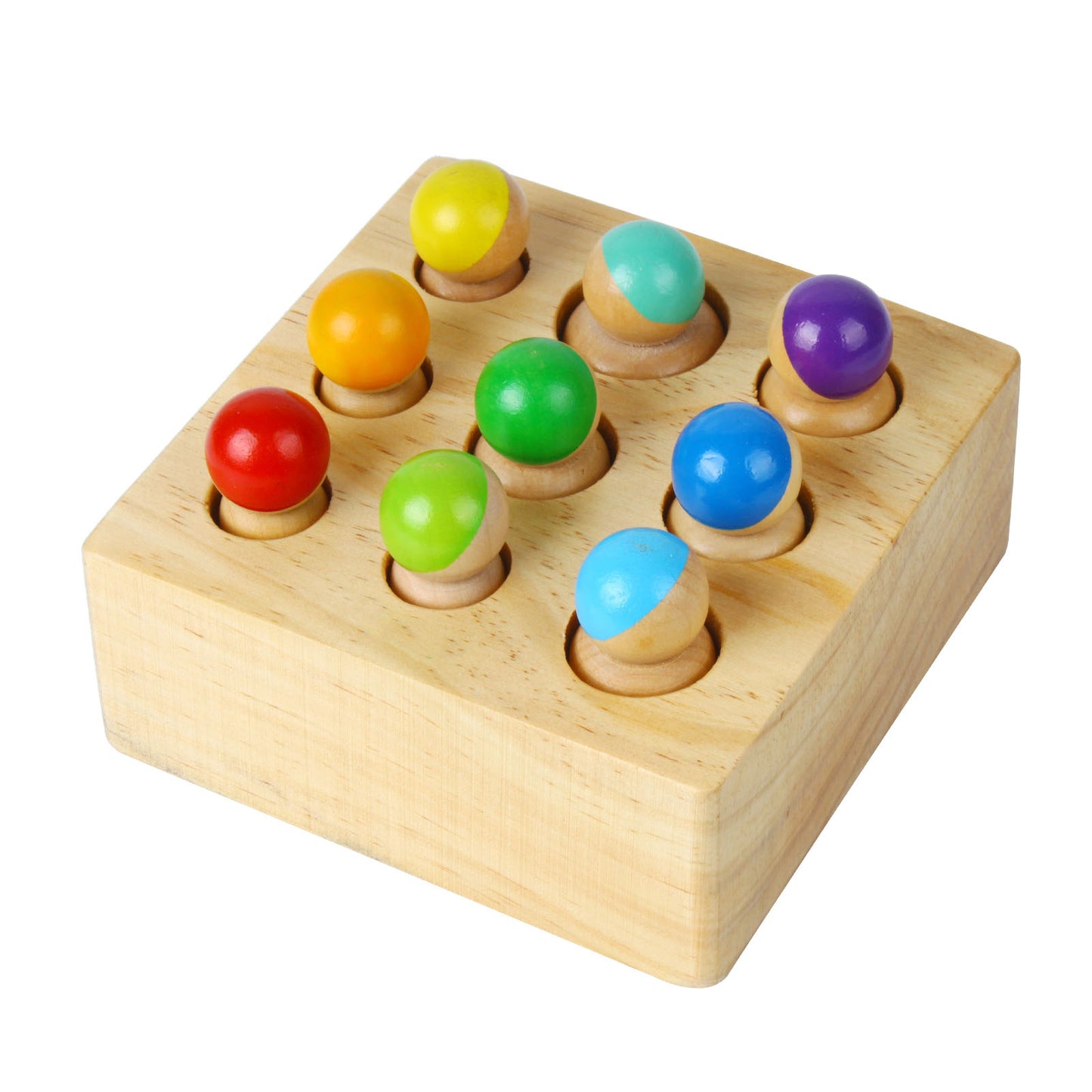 NOOLY Wooden Rainbow Peg Dolls Toys, Montessori Matching Puzzle Toy for 3+ Years Old Boys and Girls?CHR-01