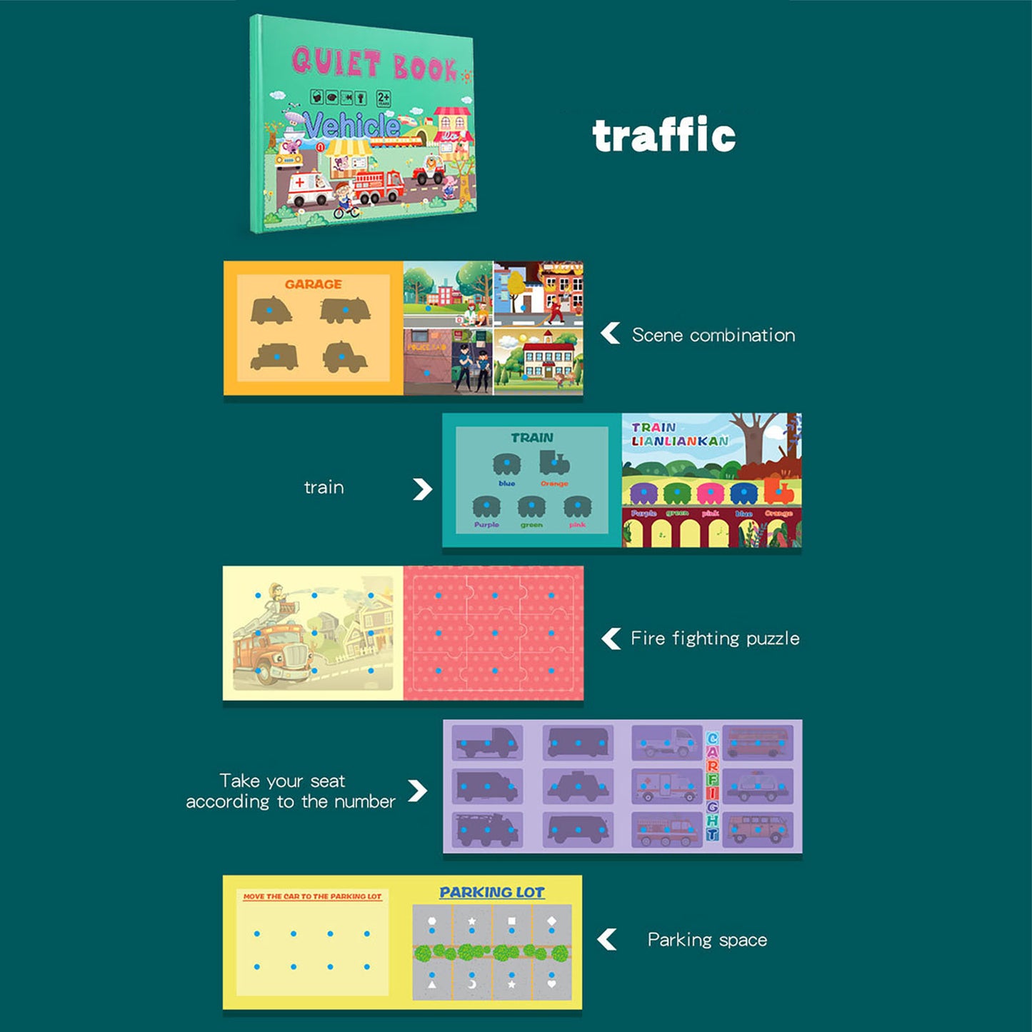 NOOLY Montessori for Cognition Number, Animal and Traffic for 3 Years Old + Boys and Girl ZJS-01 (Traffic)