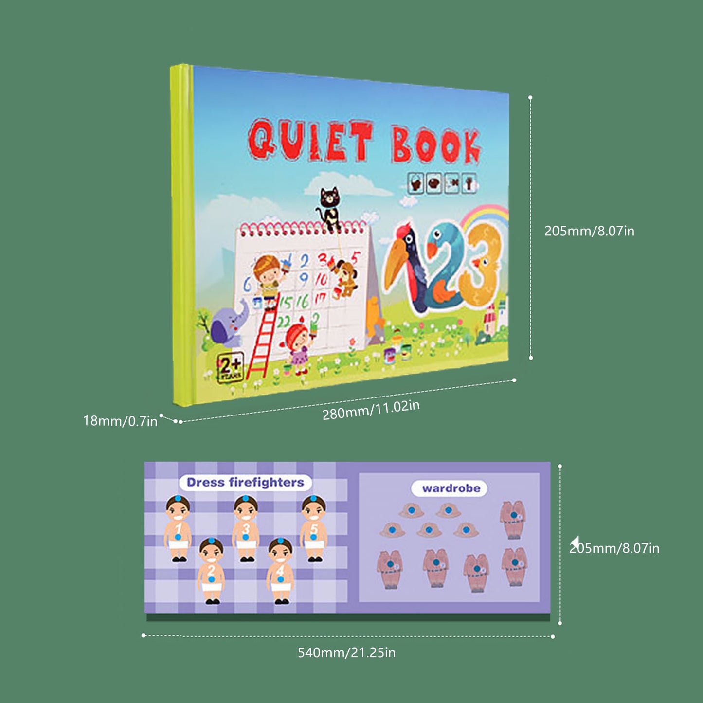 NOOLY Montessori Quiet Book for  Busy Book for Cognition Number, Animal and Traffic for 3 Years Old + Boys and Girl ZJS-01 (Number)