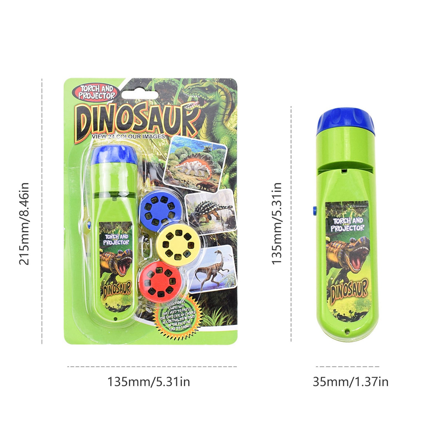 NOOLY Torch Projector Toy for Kids Flashlight Educational Toy 3 + Years Old TYWJ-01 (Dinosaur and Space)
