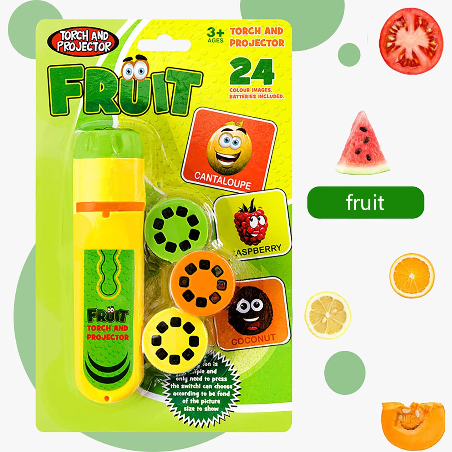 NOOLY Torch Projector Toy for Kids Flashlight Educational Toy 3 + Years Old TYWJ-01 (Vegetables and Fruits)